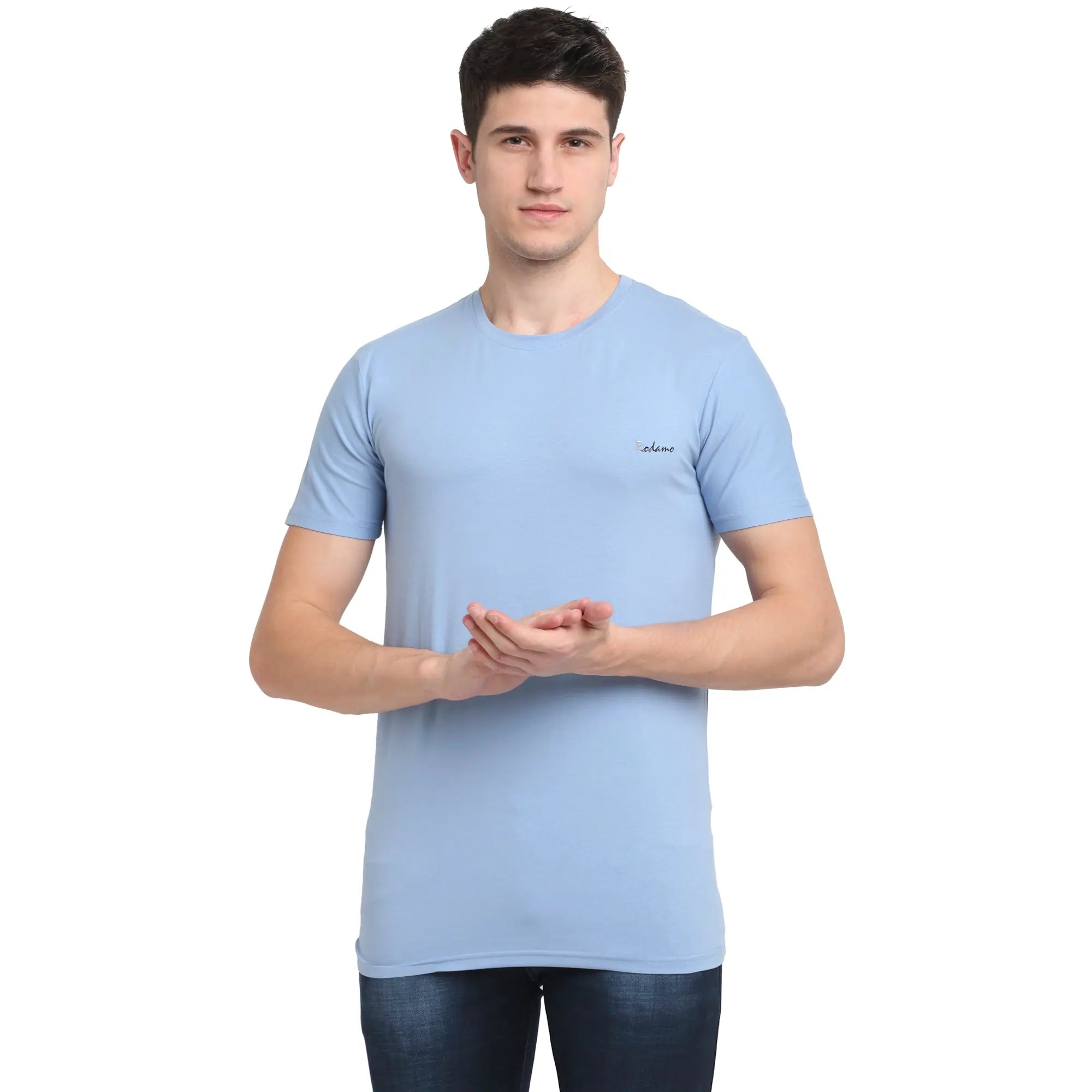 Oversized T-ShirtsRodamo Blue Round Neck T-shirts-111830103-L