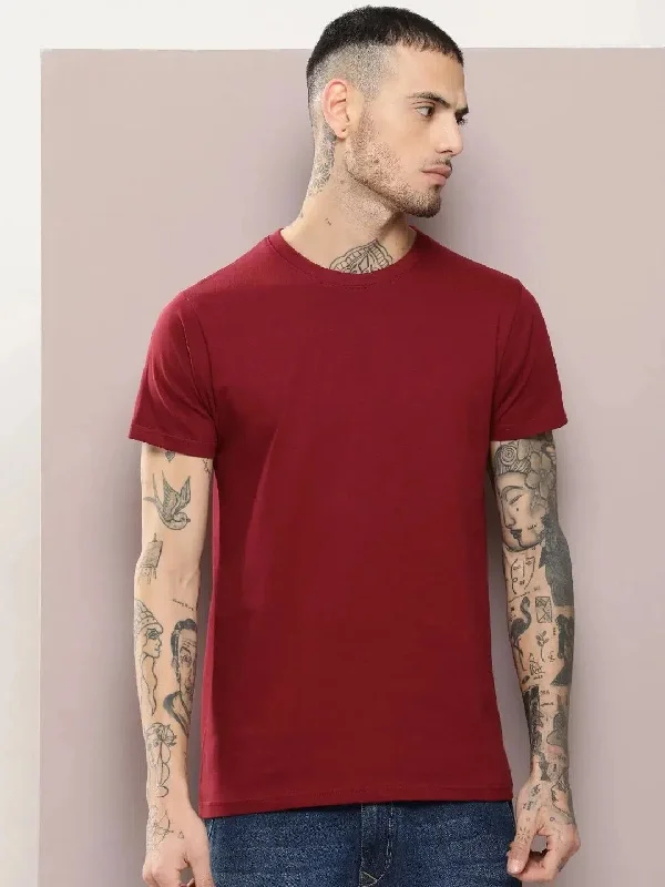 Sports Team T-ShirtsDillinger Men's MAROON Plain T-Shirt-DLCR18162MRN-S