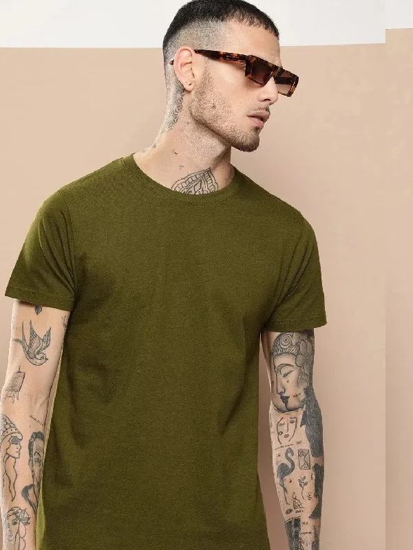 Gym T-ShirtsDifference Of Opinion Men's Olive Plain T-Shirt