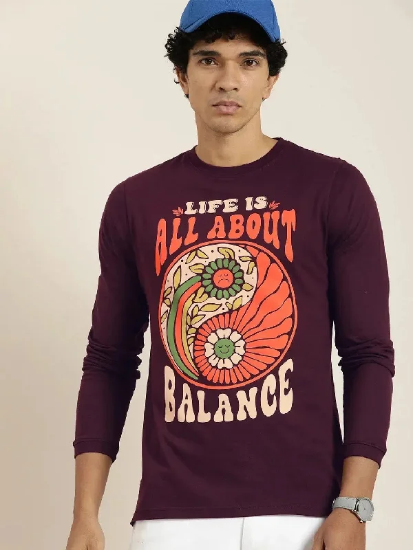 Polyester T-ShirtsDillinger Maroon Graphic Regular T-Shirt-DLGRFS027WINE-S