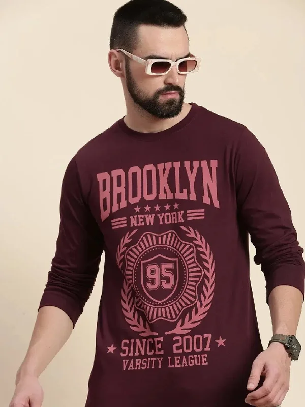 Work T-ShirtsDillinger Maroon Graphic Regular T-shirt-DLGRFS038WINE-S