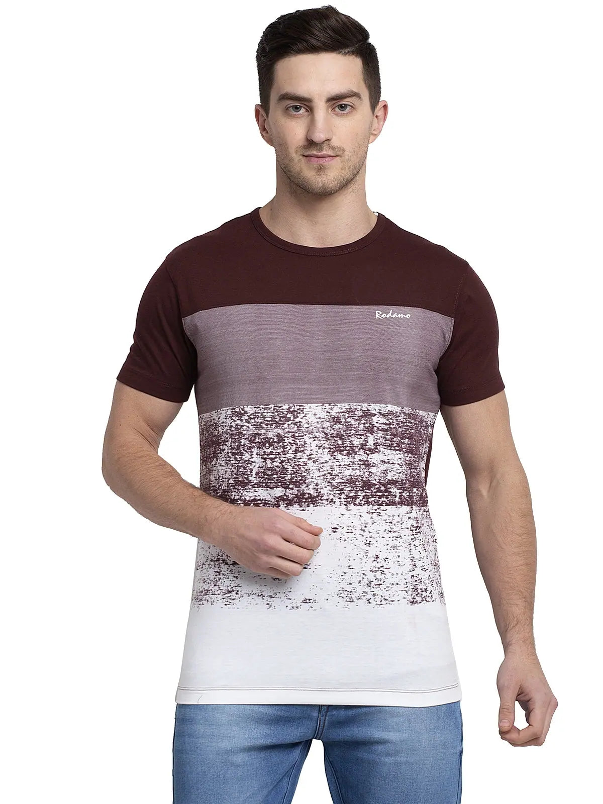 Sheer T-ShirtsRodamo Brown Round Neck T-Shirts