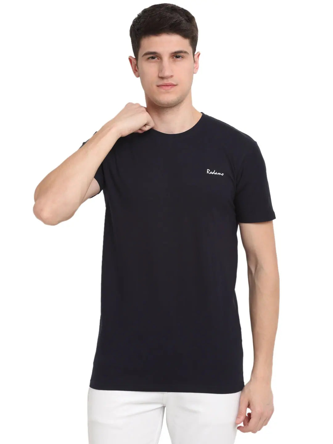 Fitted T-ShirtsRodamo Navy Blue Round Neck T-shirts