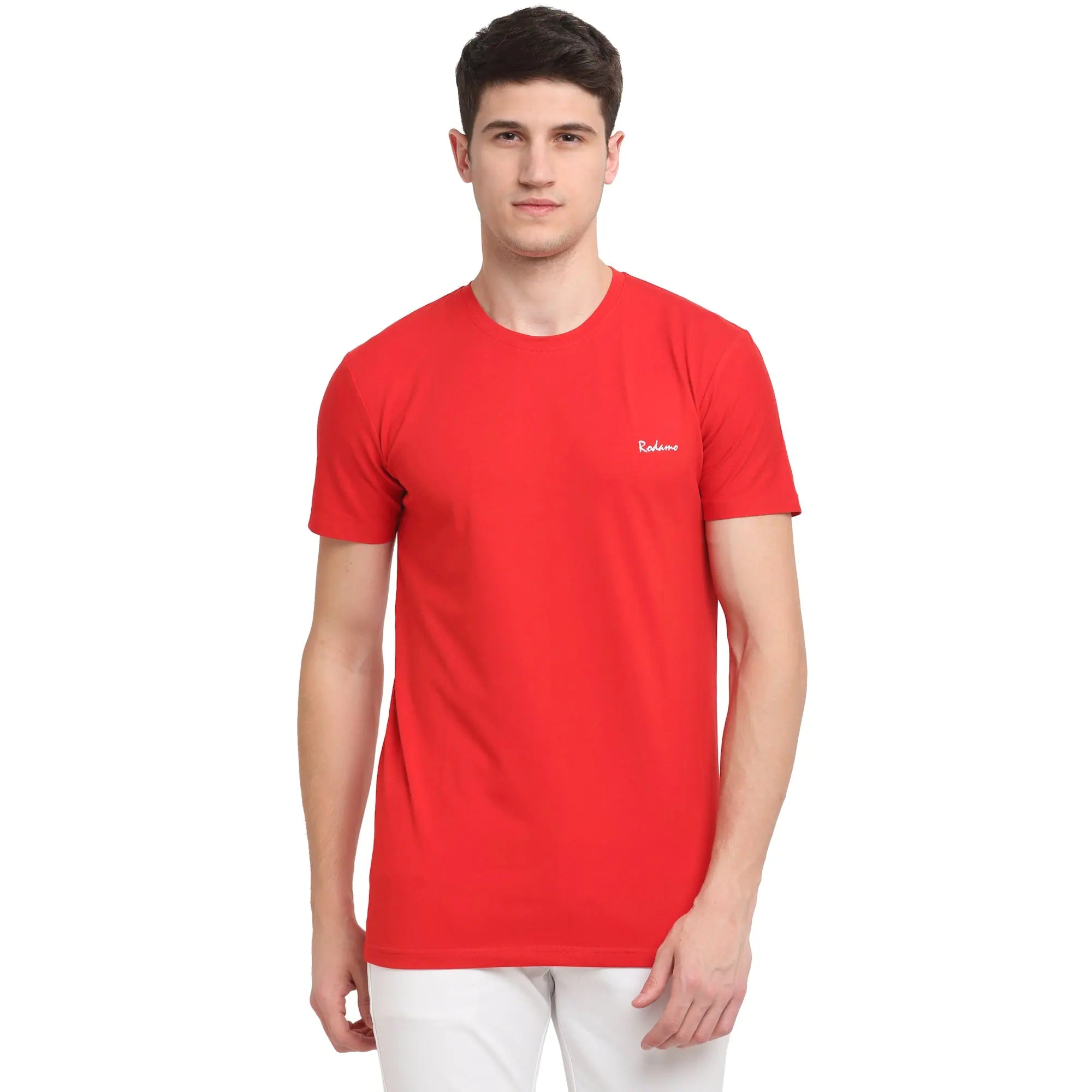 Colorblock T-ShirtsRodamo Red Round Neck T-shirts-111830106-L