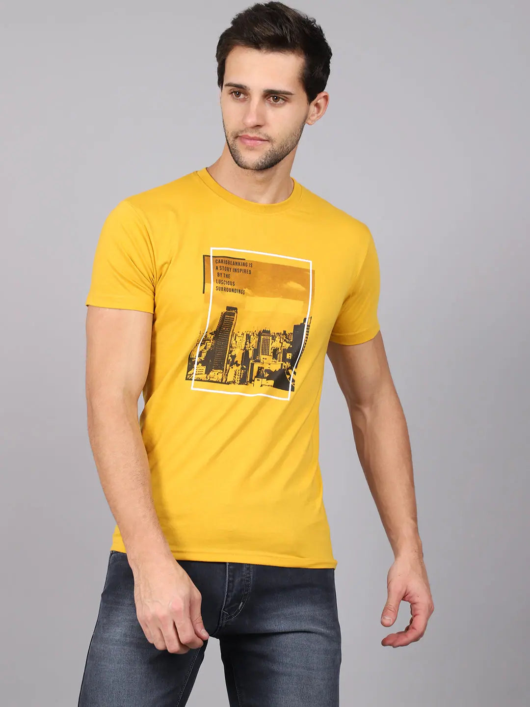 Thermal T-ShirtsRodamo Yellow Printed Round Neck T-shirts-112210102-L