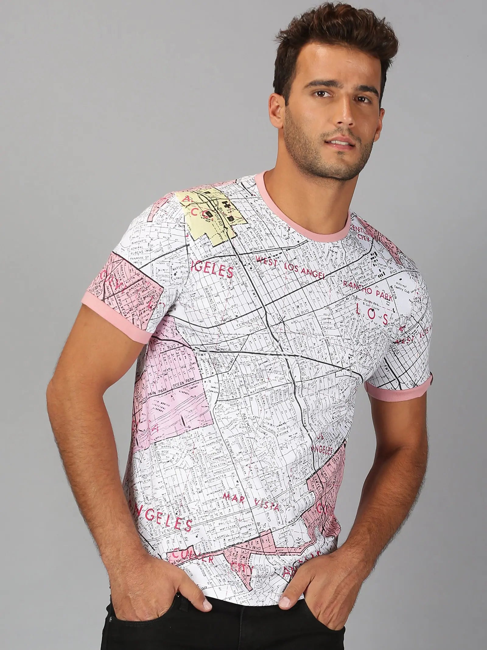 Hooded T-ShirtsUrGear Men's Geometric Print T-shirt-UrM006591pS