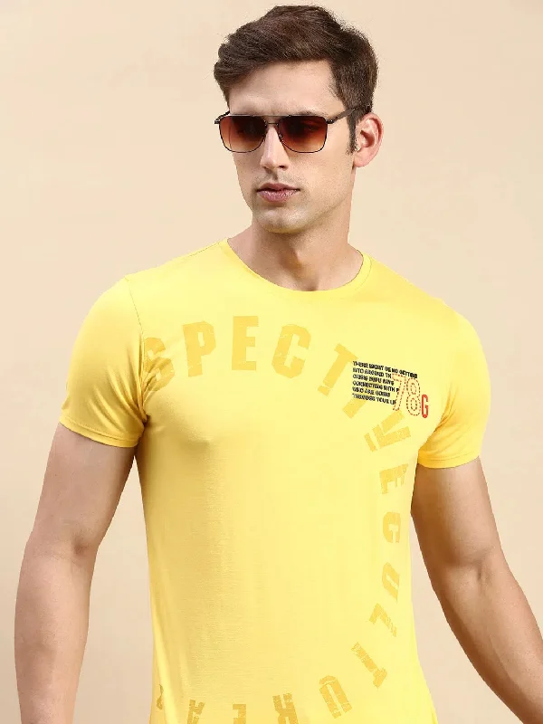 Distressed T-ShirtsMen Yellow Printed T Shirt-GS-TS-242-Yellow