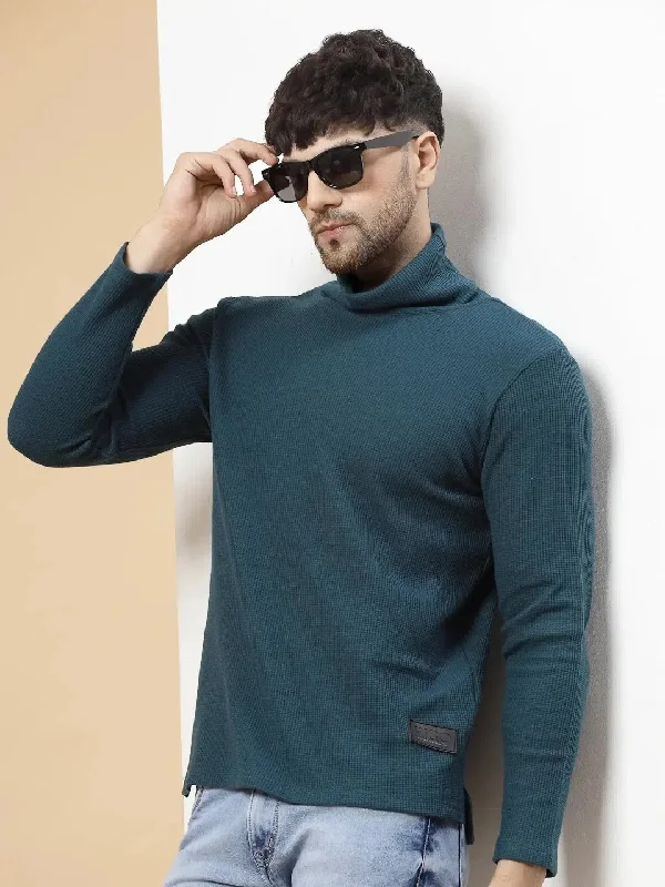 Metallic T-ShirtsRigo Turtleneck Waffle Tee-CT08231593-L