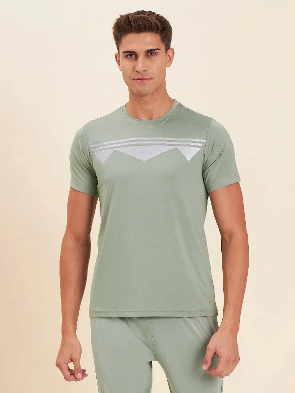 Velvet T-ShirtsMen Light Olive Brand Logo Dry Fit T-Shirt