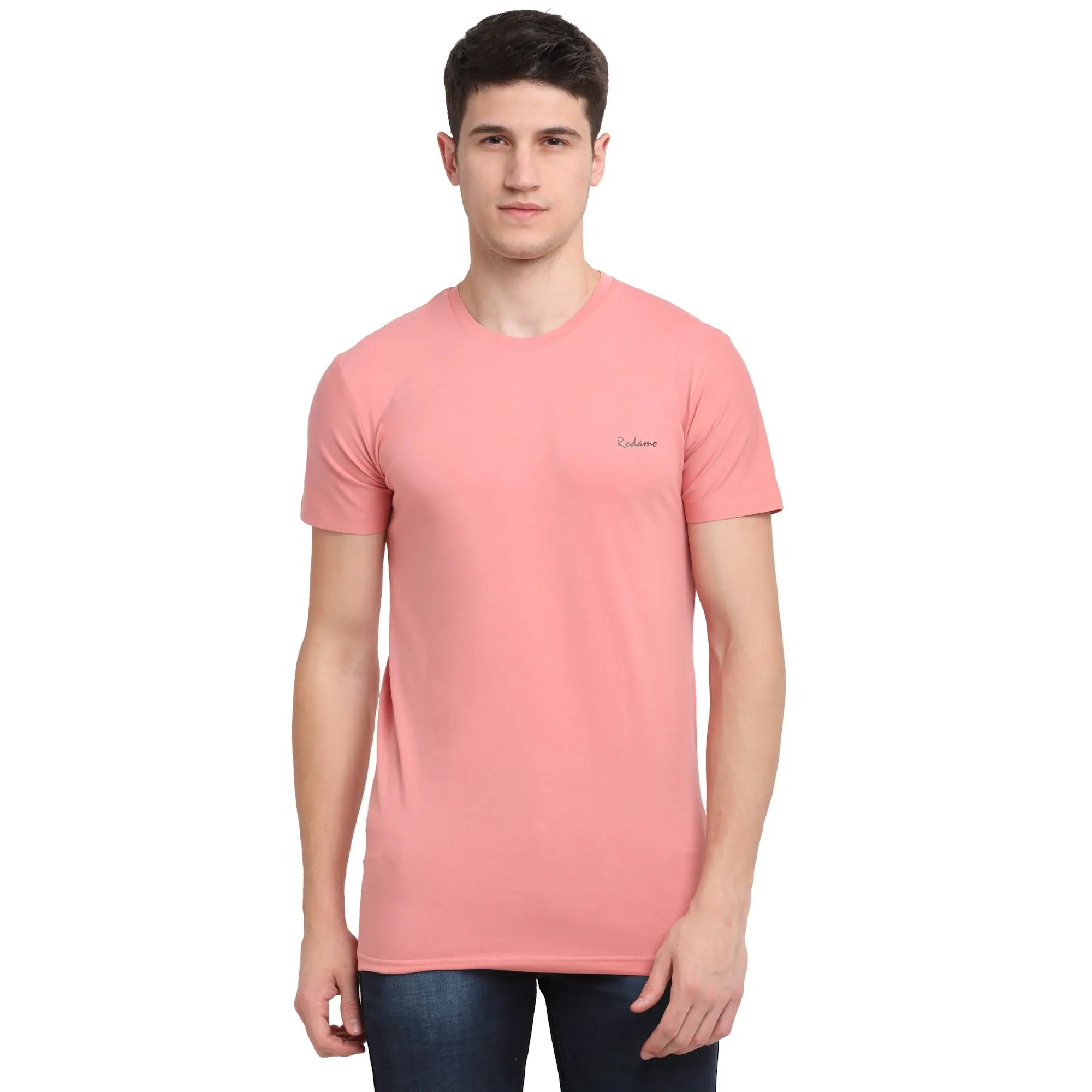 Printed T-ShirtsRodamo Peach Round Neck T-shirts