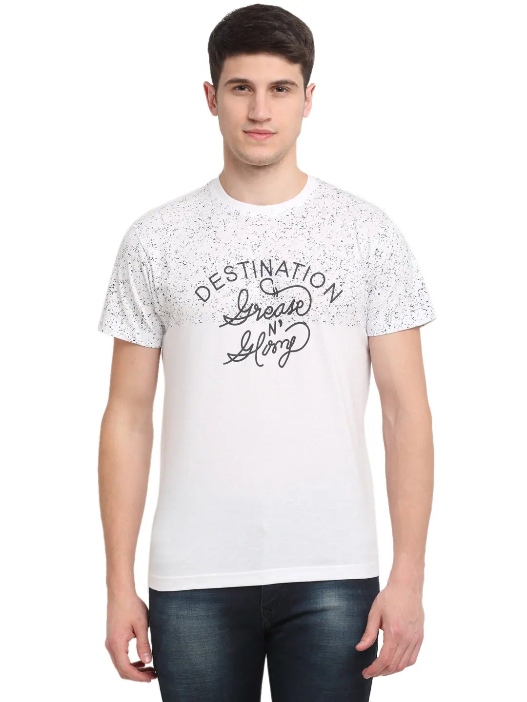 Distressed T-ShirtsRodamo White Printed Round Neck T-shirts-111850102-L