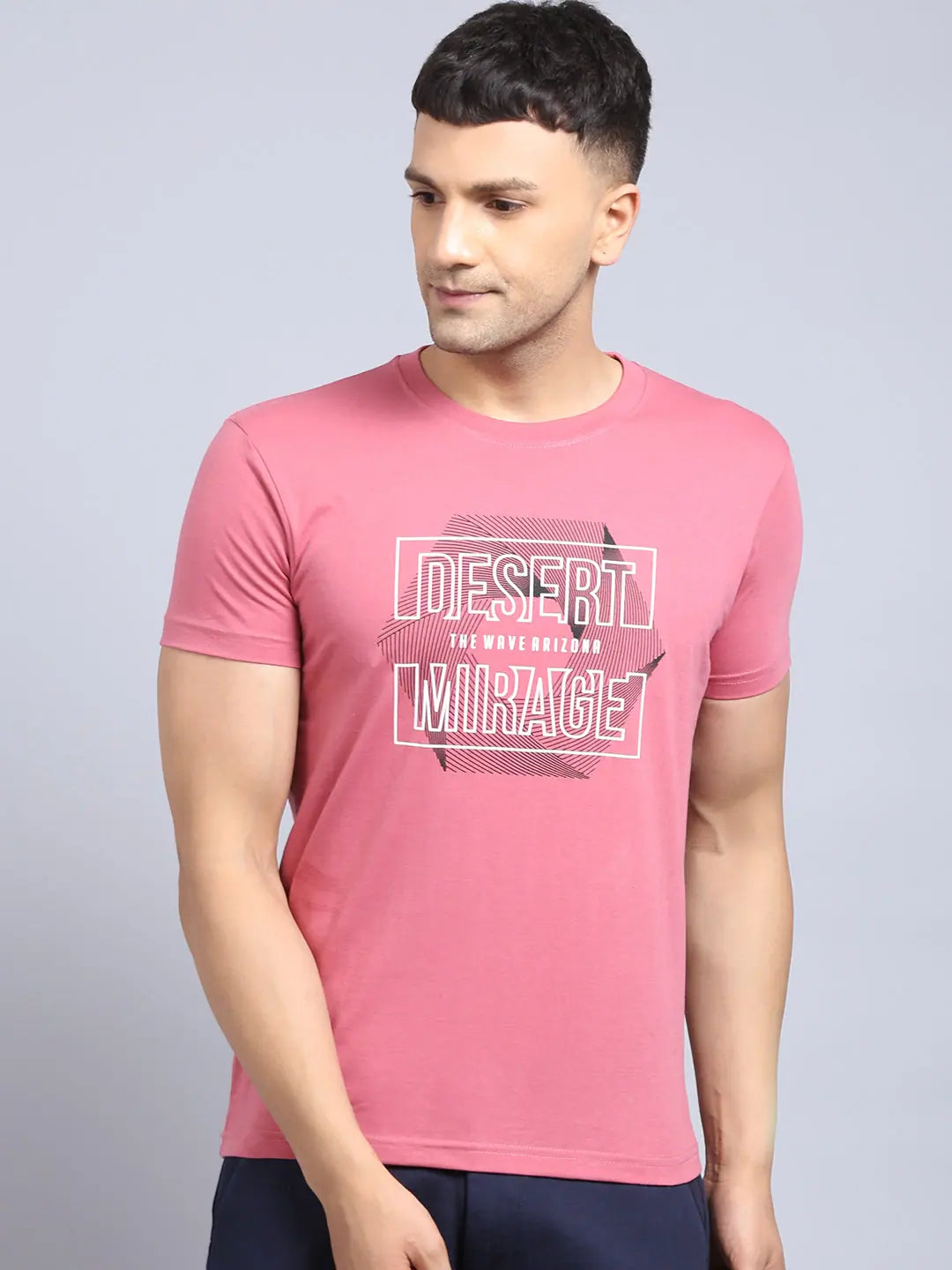 Sheer T-ShirtsRodamo Pink Printed Round Neck T-shirts-112250101-L