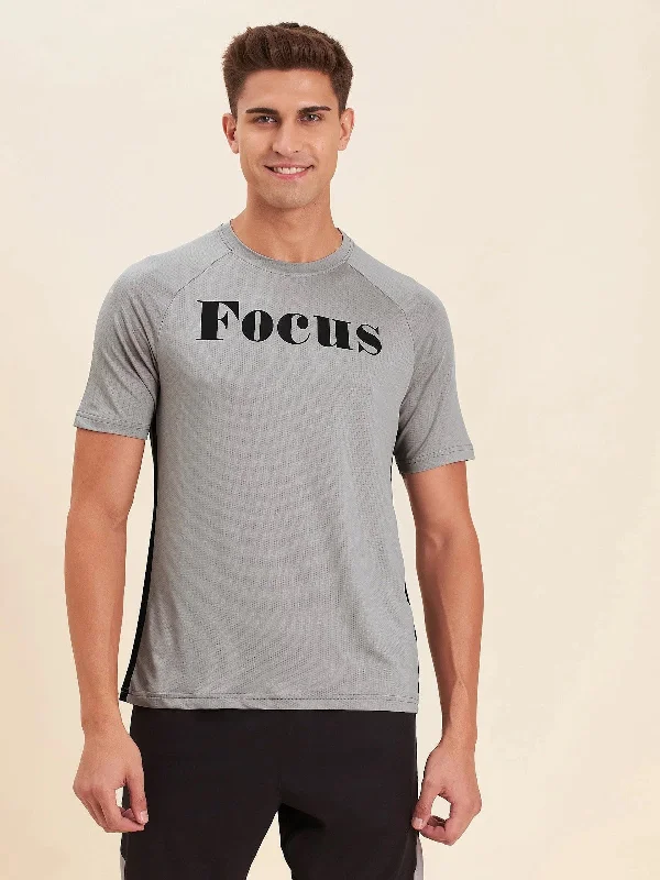 Sheer T-ShirtsMen Grey FOCUS Dry Fit T-Shirt