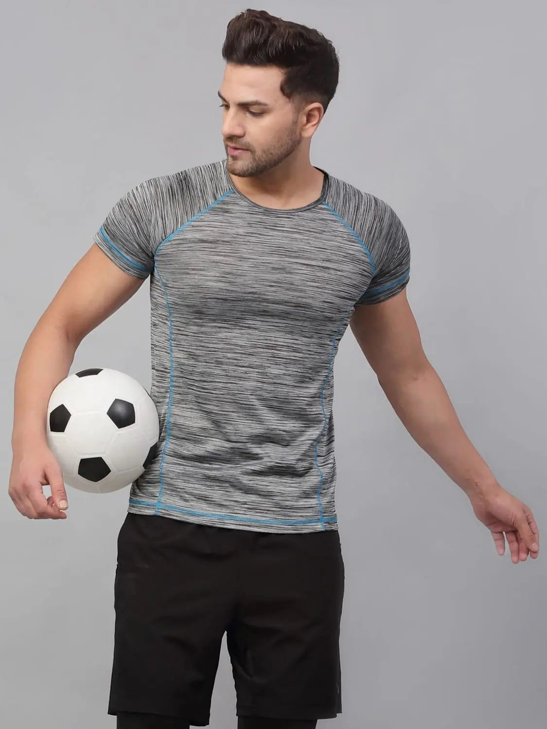 Painted T-ShirtsMen Grey Half Sleeve Active Wear T-Shirt