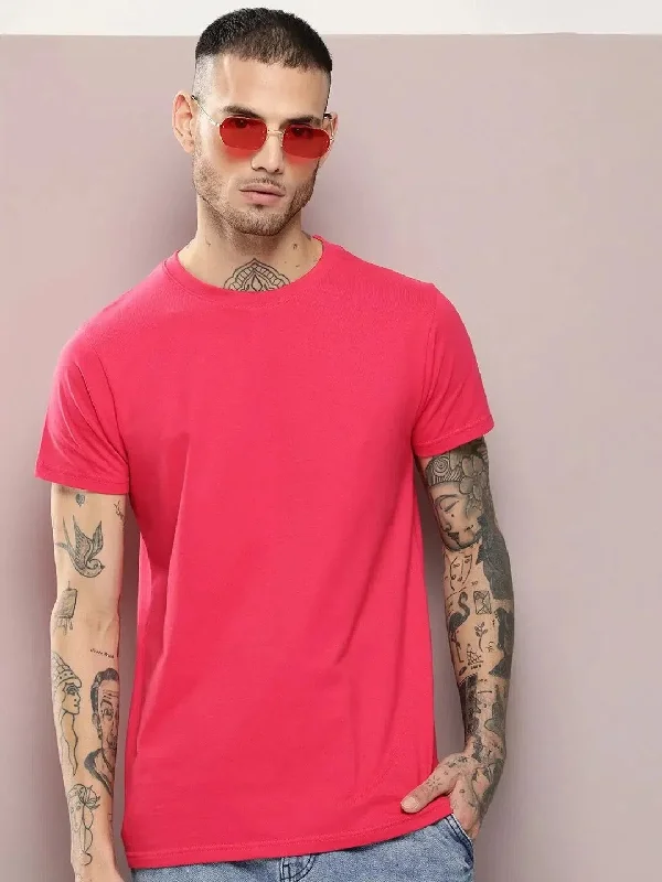 Band Merch T-ShirtsDillinger Men's Dark Pink Plain T-Shirt