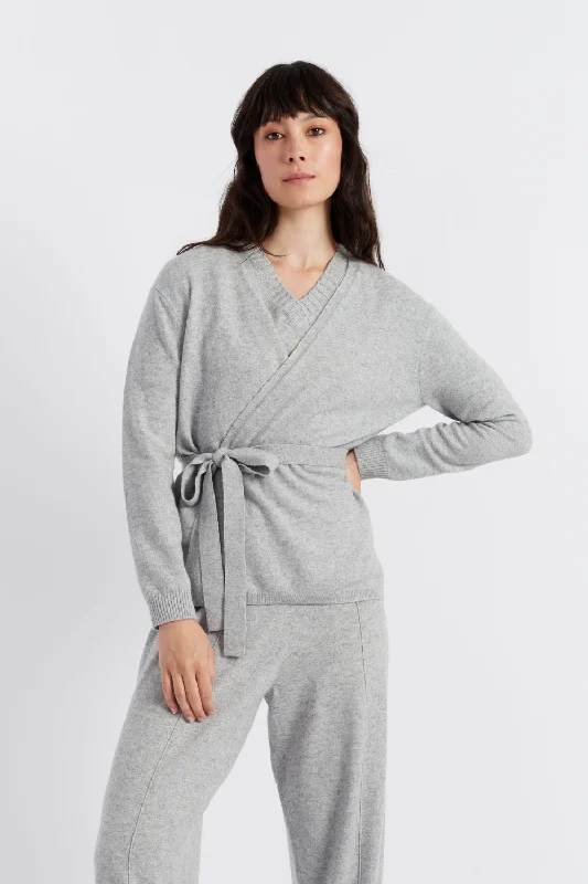 Light-Grey Wool-Cashmere Wrap Cardigan