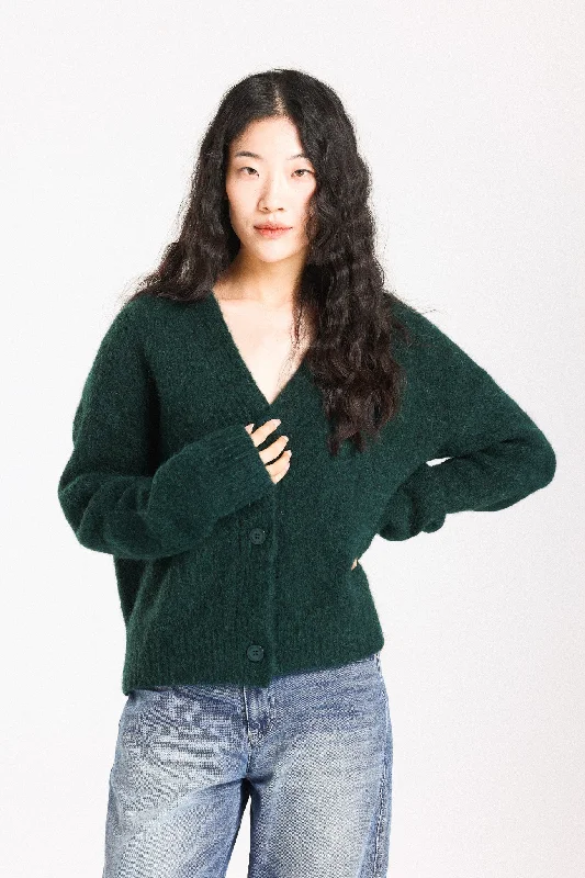 Lara Alpaca Wool Knit Cardigan  - Forest