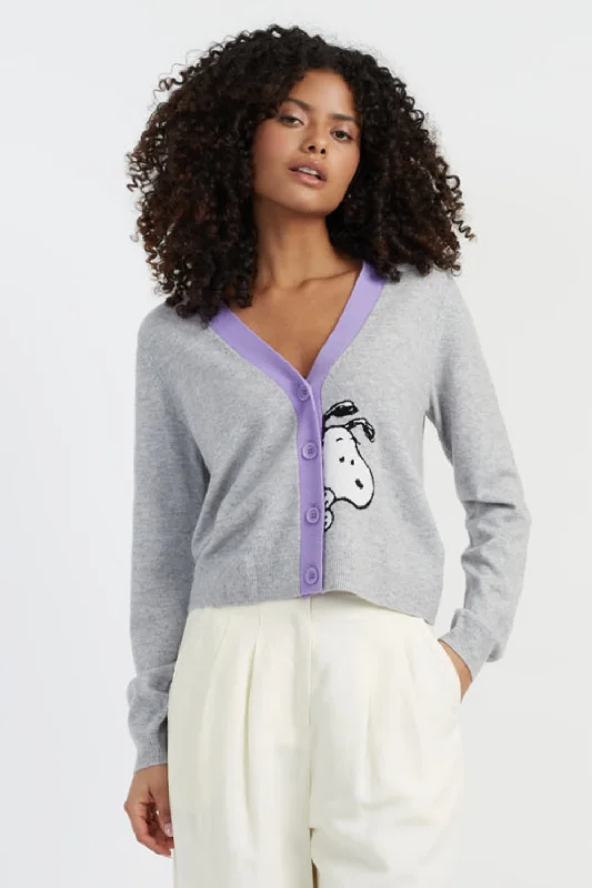 Light-Grey Wool-Cashmere Snoopy Cardigan