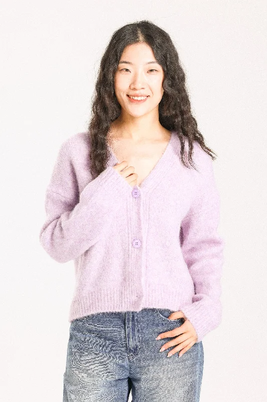 Lara Alpaca wool  Knit Cardigan - Purple