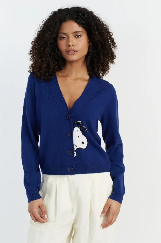 Blue Wool-Cashmere Snoopy Cardigan