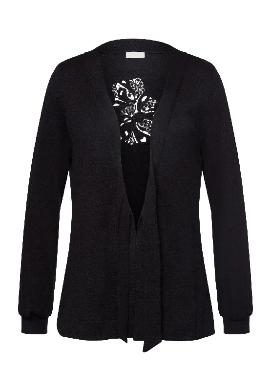 Marlene Wool Blend Front-Tie Cardigan | Black 78874-018