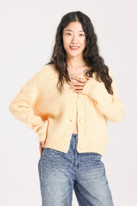 Lara Alpaca wool  Knit Cardigan - Yellow