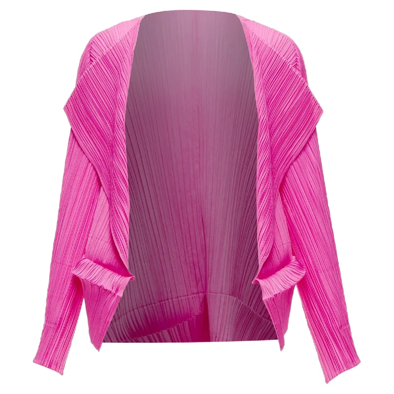 Issey Miyake Pleats Please Pleated 3D Cut Hem Cardigan Jacket