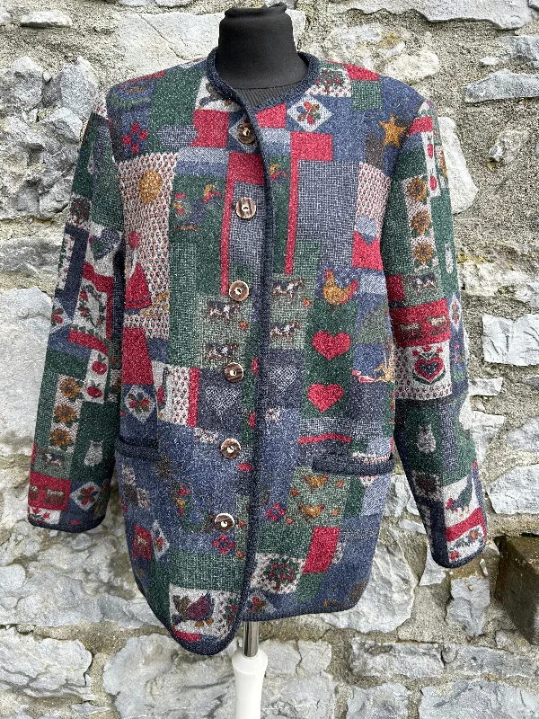 80s patchwork countryside Woolly cardigan uk 10-12