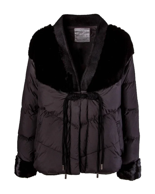 Women's Down Jacket W/fur In BlackTear resistance