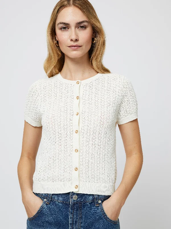 Cotton Blend Pointelle Cardigan