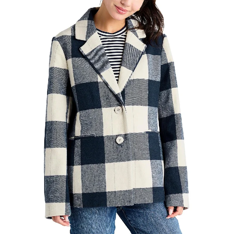 Splendid Womens Plaid Oversized Double-Breasted BlazerBlazercyber