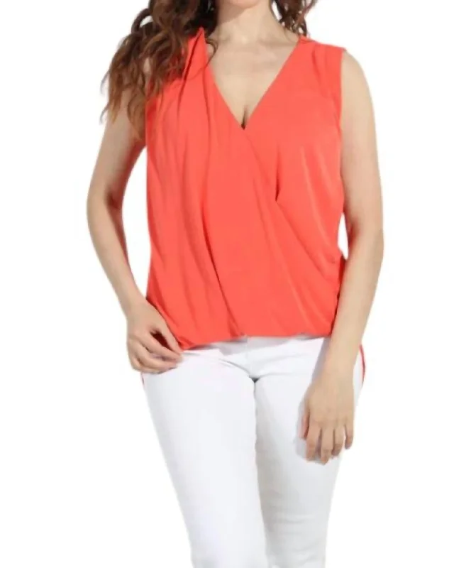 Everyday Cupro Surplice Tank In Candy