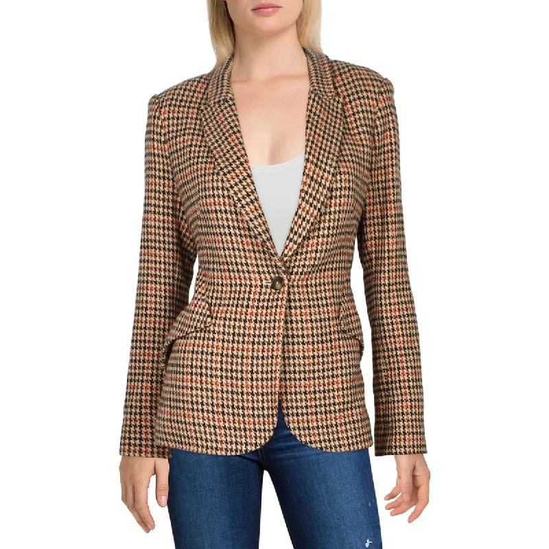 L'Agence Womens Chamberlain Houndstooth Work One-Button BlazerBlazeranalytics