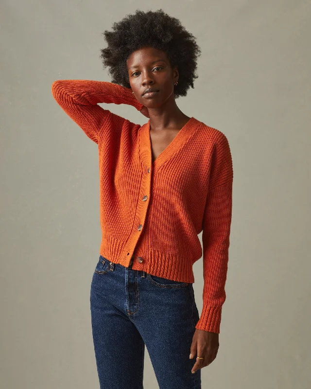 Chunky Cotton Cardigan - Bright Orange