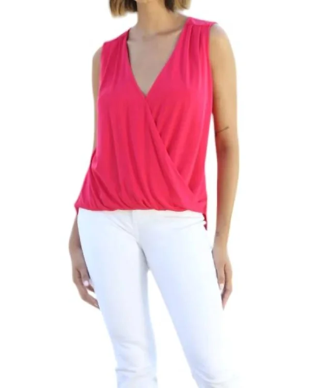 Everyday Cupro Surplice Tank In Punch