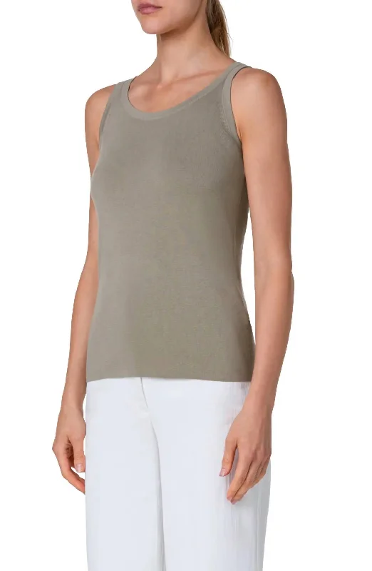 Virgin Wool Tank Top In Sage