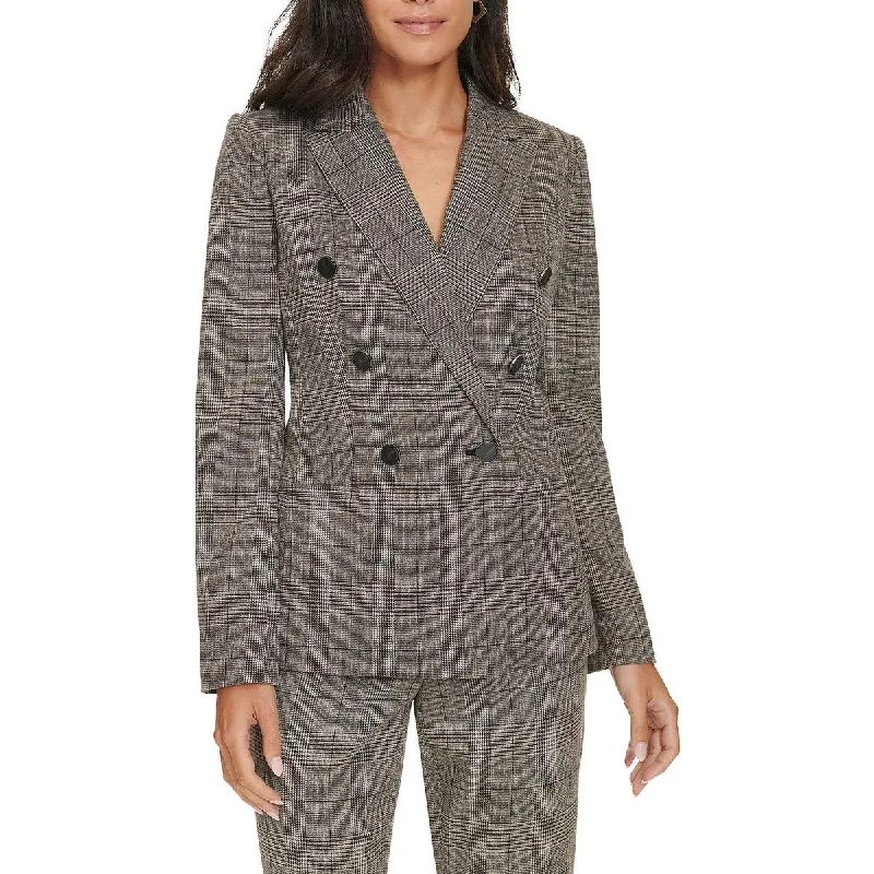 Womens Houndstooth Polyester Double-Breasted BlazerBlazerevent