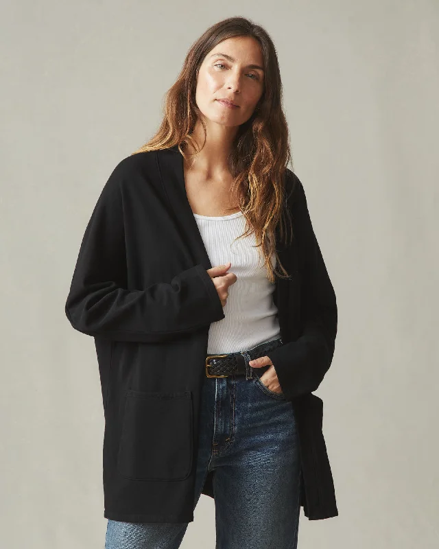 French Terry Cardigan - Black