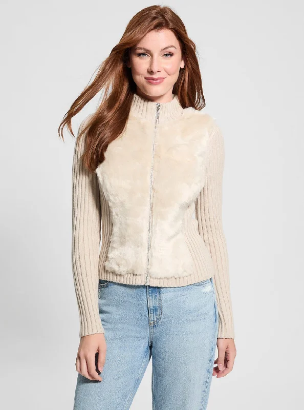 Eco Beige Fur Mix Mila Cardigan