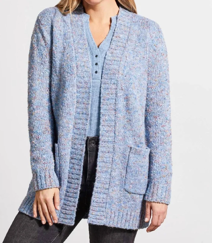 Patch Pockets Cardigan In Blue Jay