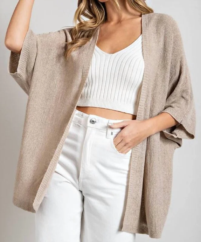 Open Dolman Sleeve Cardigan In Oatmeal