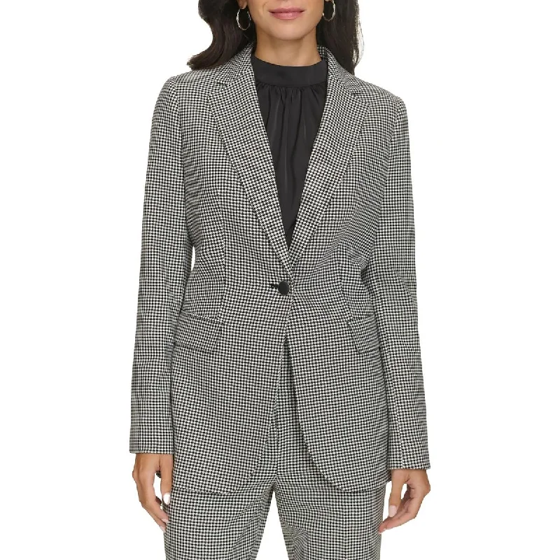 Womens Houndstooth Polyester One-Button BlazerBlazerar