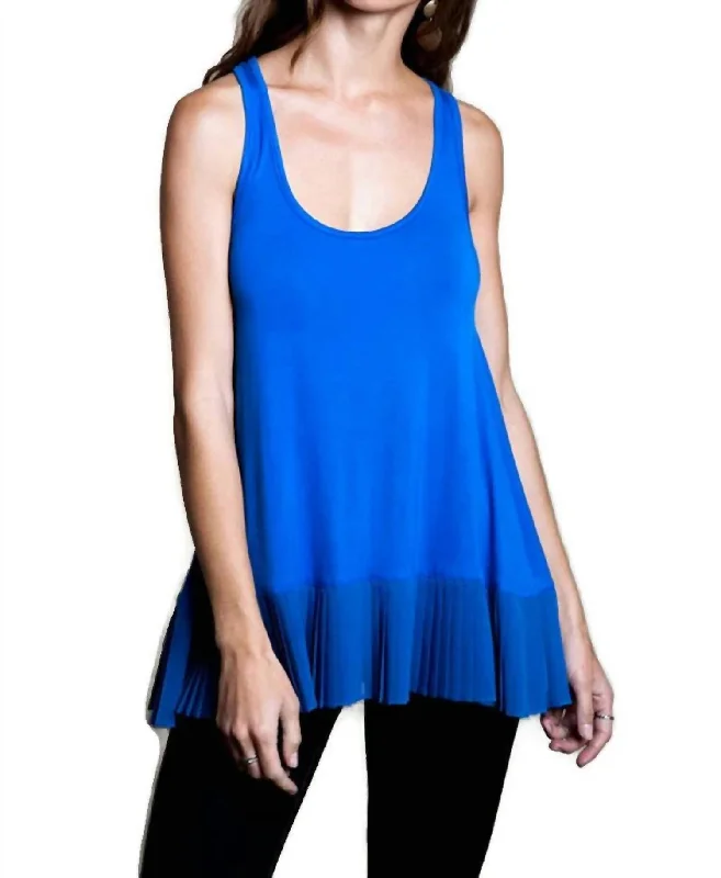 Pleated Tank Top In Cobalt