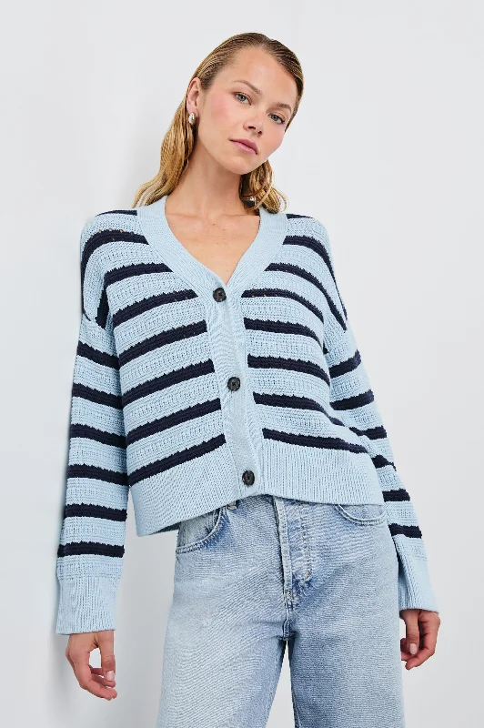 GENEVA CARDIGAN - SKY NAVY STRIPE