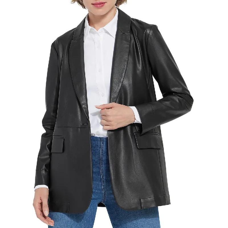 Lysse Womens Faux Leather Wear to work One-Button BlazerBlazercharity