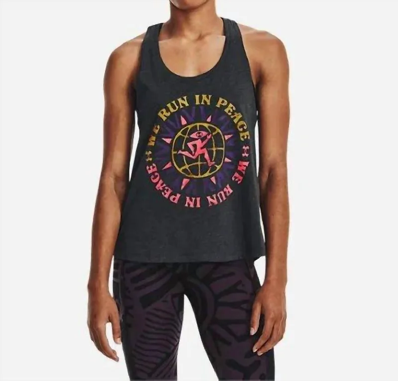 Run In Peace Tank Top In 001-Heather Black