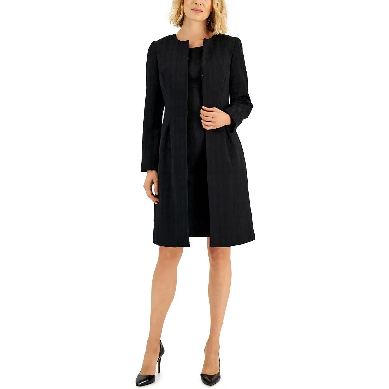 Le Suit Womens Jacquard Long Collarless BlazerBlazerteam