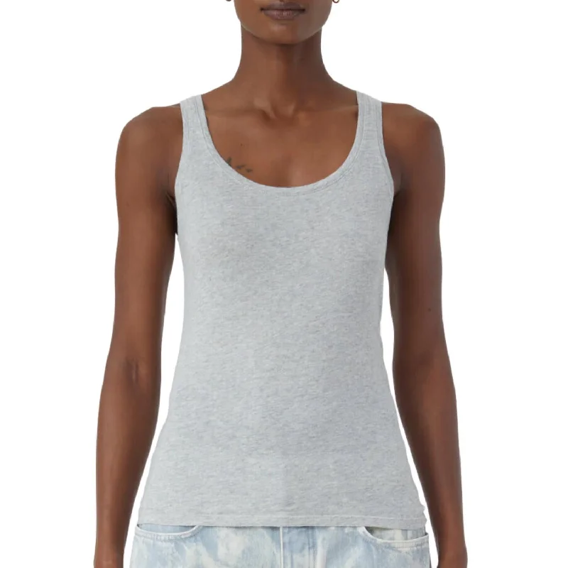 Pure Cotton Tank In Light Grey Melange