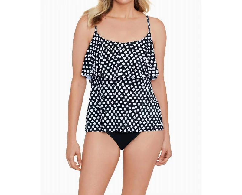 Spots Single Tier Tankini In Black/white