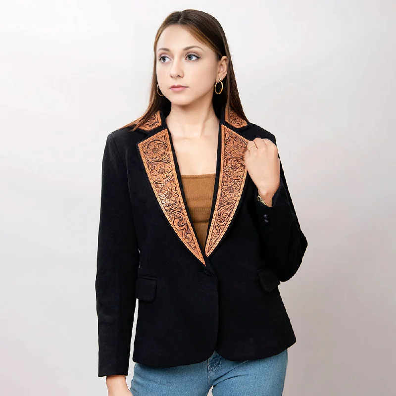 ADBZ013 Genuine leather Hand tooled hand carved Women Blazer dress jacket ladies GirlBlazerdevice